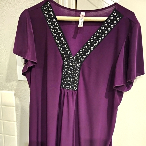 PerSeption Petite stunning mauve w decorative bodice XL (Petite) EUC - Picture 1 of 7